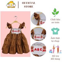 Váy Đầm Cho Bé Gái, Đầm Smock Thêu Tay Kiểu Cánh Tiên Cổ Vuông Viền Ren Bánh Bèo Dễ Thương Size 1 Tuổi -10 Tuổi