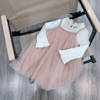 Váy đầm cho bé gái kèm áo màu cam nude xuất dư xịn