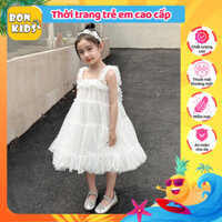 Váy Đầm Công Chúa Cánh Bướm BonKids Váy Voan Xòe Màu Trắng Bé Gái Dưới 7 Tuổi