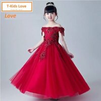 Váy đầm công chúa cho bé gái từ 3 tuổi đến 12 tuổi - đỏ dài quyến rũ