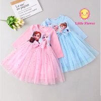Váy Đầm Công Chúa Elsa Frozen Dài Tay Hàng Quảng Châu Cao Cấp Cho Bé
