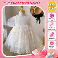 Váy Đầm Công Chúa Lolita Thêu Hoa BonKids Váy Voan Xòe Màu Trắng Bé Gái Từ 1 Tuổi Đến 7 Tuổi
