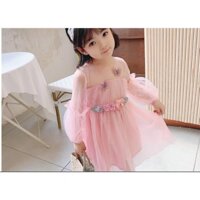 Váy đầm công chúa ren voan hoạ tiết cánh bướm và đính hoa siêu xinh 2 màu 8-25kg