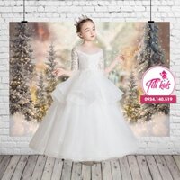 Váy Đầm Công Chúa TiTiKids Đầm Trắng Tầng Eo Hoa Ren CC201