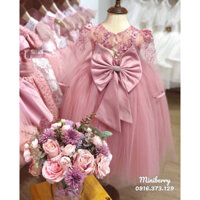 Váy đầm công chúa voan mềm mại đính ren hoa chất liệu cao cấp cho bé gái mặc thôi nôi dự tiệc chụp ảnh