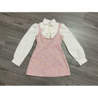 Váy đầm dạ tiểu thư phối sơ mi tay dài 2 lớp thời trang hàn quốc xinh xắn cho nữ - pass đồ xinh