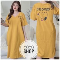 Váy đầm dáng suông tay lỡ thun thái YoYo cao cấp bigsize đầm bầu cổ tròn màu vàng