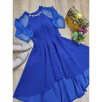 Váy đầm đuôi tôm phối tay lưới ren đính hạt cổ