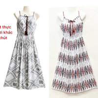 Váy, đầm hai dây tole lanh in hoạ tiết thổ cẩm mềm mại, nhẹ thoáng, mặc nhà, mặc đi biển 2DTCN1