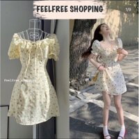 Váy Đầm Hoa Ngắn Tay Phồng Feelfree 2 Dây 2 Lớp Mặc Đi Học,Đi Chơi,Đi Làm,Đi Biển,Du Lịch (Ảnh thật) D082