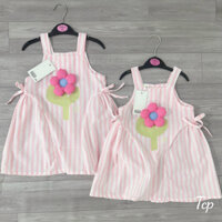 Váy đầm hoa nổi kẻ hồng siêu đẹp cho bé