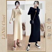 Váy đầm len nữ form suông dáng dài, hàng quảng châu cao cấp