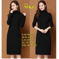 VÁY đầm LEN TĂM BODY CỔ LỌ, Chất dày đẹp, Có Big Size 90KG - Hàng mới về