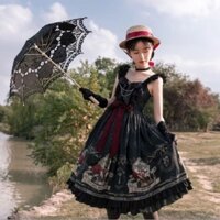 Váy đầm lolita JSK dáng xòe màu đen Gothic Lolita