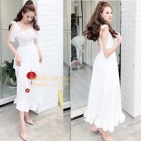 Váy Đầm Maxi 2 Dây Lụa Tơ Cao Cấp Nhún Ngực