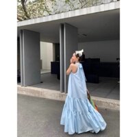váy đầm maxi cổ yếm đi biển