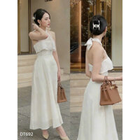 Váy Đầm Maxi Cổ Yếm Nơ Sau Dự Tiệc Đi Biển Size S M L Chất Voan Tơ Xốp V470 AĐ BOUTIQUE