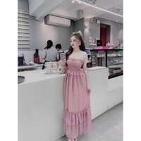 Váy đầm maxi đi biển đẹp, maxi cúp ngực bèo bụng chất voan tơ.