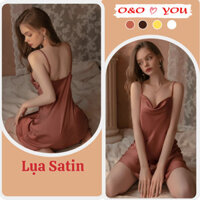Váy đầm ngủ 2 dây cổ đổ liền thân lụa satin mềm mại thoáng mát, màu sắc tinh tế A1477 O&O