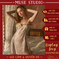 Váy đầm ngủ sexy - Váy đầm ngủ hai dây da báo vải phi bóng siêu đẹp kèm đệm ngực