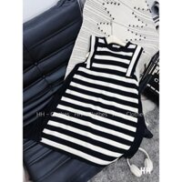VÁY ĐẦM NỮ DÁNG SUÔNG KẺ sượt nách PHỐI VOAN - ĐẦM BABYDOLL sọc kẻ PHỐI REN CẠNH SƯỜN SHOP Q&Q