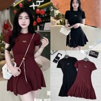 Váy Đầm Nữ Zip Thêu Miu Dáng Ngắn Xòe Đuôi Cá ,Váy Cộc Tay Cổ Tròn Dáng Xòe Size S M - Halinh Shop phụ