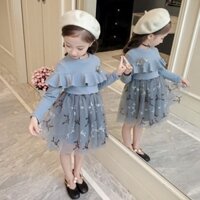 Váy đầm ren dài tay cho bé gái