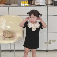 Váy đầm suông bé gái HK KIDS, đầm xuông cộc tay cổ cánh sen xinh xắn thời trang mùa hè size từ 11-25kg (33505)