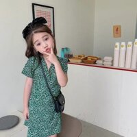 Váy đầm thô màu xanh tây phong cách tiểu thư vintage cực xinh cho bé gái (hàng Quảng Châu)