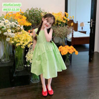 Váy đầm thô tiểu thư chân váy phồng xanh pastel xinh xắn cho bé gái