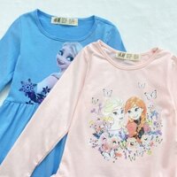 Váy đầm thu đông cho bé gái - Set 2 váy cotton dài tay Elsa HM cho bé gái size 2-10t (11-27kg)