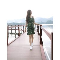 Váy Đầm Thun Body Họa Tiết , Đầm Nhún  (DTM002)