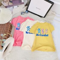 Váy đầm thun dáng suông ngắn tay dễ thương cho bé gái