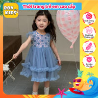 Váy Đầm Tiểu Thư 2 Tầng BonKids Váy Voan Xòe Đính Hoa Từ 1 Đến 7 Tuổi - V7