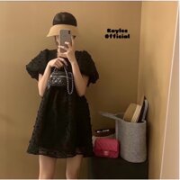 Váy Đầm Tơ Hoa Ulzzang Cổ Vuông Dáng Babydoll ảnn thật Kaylee