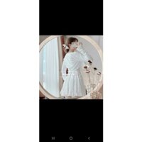 Váy Đầm Trắng 2 Dây Tiểu Thư Chanh Sả Kèm Khoác Gân