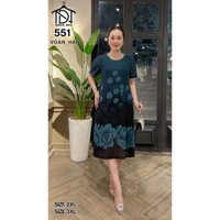 Váy đầm trung niên cho mẹ sang trọng bigsize cao cấp dự tiệc, đầm dáng suông che khuyết điểm, FREESIZE DƯỚI 75KG M551