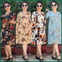 Váy Đầm Trung Niên Vải Lụa Cao Cấp, Giãn Nhẹ, Mát - Có Dây Kéo - Form Suông A Che Bụng.
