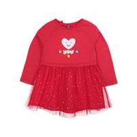 Váy đầm tutu cho bé gái 1-4 tuổi mẫu giáo Weekend dài tay màu đỏ in trái tim váy đầm bé gái xuất dư váy xuân thu cho bé