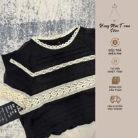 Váy đầm voan 2 lớp đen phối ren dáng cao ,đầm đen babydol phối ren lịch lãm by Hong Mai Tran