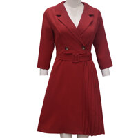 Váy đầm xếp ly ELMI thời trang cao cấp màu đỏ EV59-1 - L