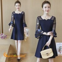 Váy đầm xòe tay loe váy đầm big size ren thêu GLV076 Cuocsongvang
