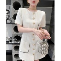 Váy dáng xuông cúc to sang trọng có túi phong cách Hàn Quốc Tangi Dress Minali store