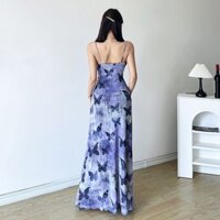 Váy dây đeo hoa bướm nữ Váy đi nghỉ bên bờ biển mới
