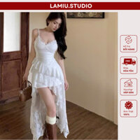Váy Dây Ren Bèo Tầng Tua Rua Quyến Rũ. Đầm Ren Hai Dây Đuôi Cá Siêu Nữ Tính, Đi Chơi Đi Biển ( Có Đệm Ngực)-B6