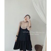 VÁY ĐEN CHÂN XÒE PHỐI CỔ BÈO