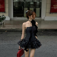 Váy đen cup dáng ngắn sang chảng Chân váy xoè đính nơ hình buffterfly xinh | Lizz.studio