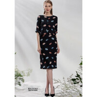 Váy đen họa tiết tay lỡ peplum cách điệu