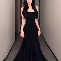 Váy đen nhỏ Hepburn váy liền tinh tế cao cấp quý cô quý phái khí chất váy dạ hội váy đuôi cá ôm mông cao cấp