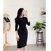 VÁY ĐEN NHŨ BODY XOẮN EO DÀI TAY CHO NỮ